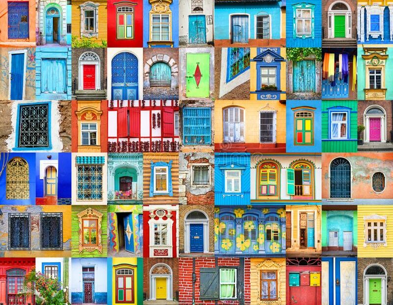 Doors And Windows Of The World. Colorful Collage, Travel Concept Stock  Image - Image Of Lifestyle, Composite: 100631143