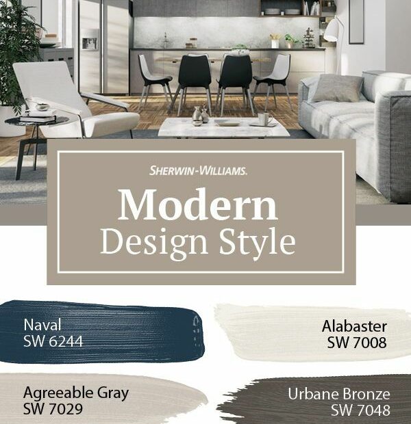 Modern Design Style Paint Colors | Modern Paint Colors, House Color Palettes,  House Color Schemes