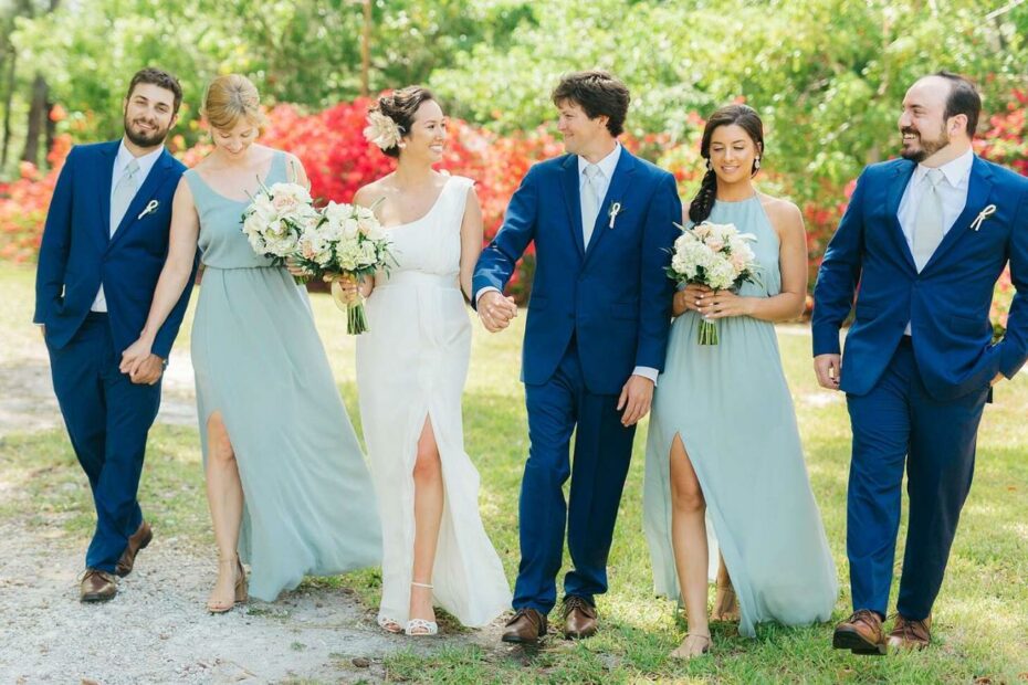Navy And Green Bridal Party