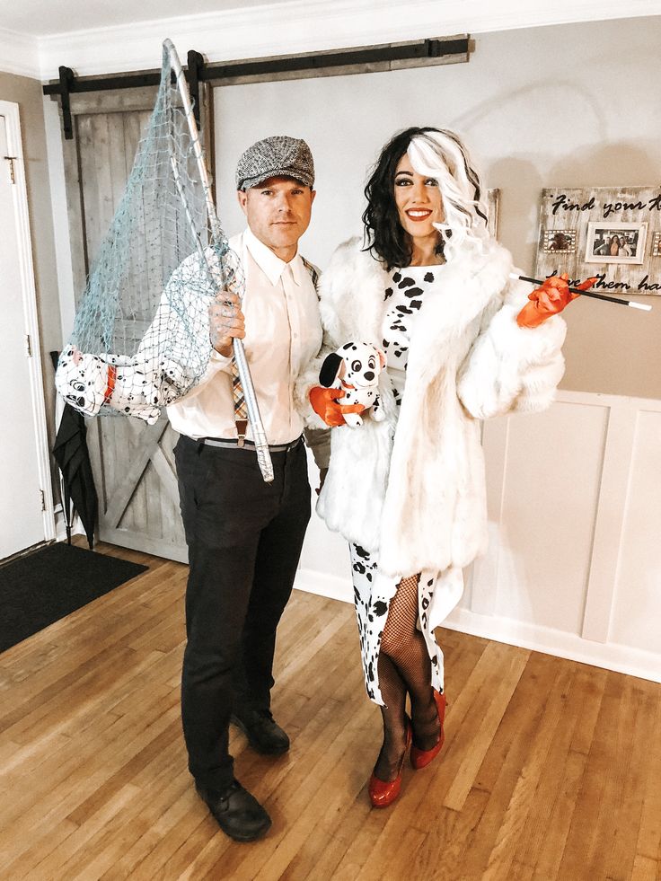 Cruella Deville And Dog Catcher Costume | Dalmatian Costume, 101 Dalmatians  Costume, Couple Halloween Costumes