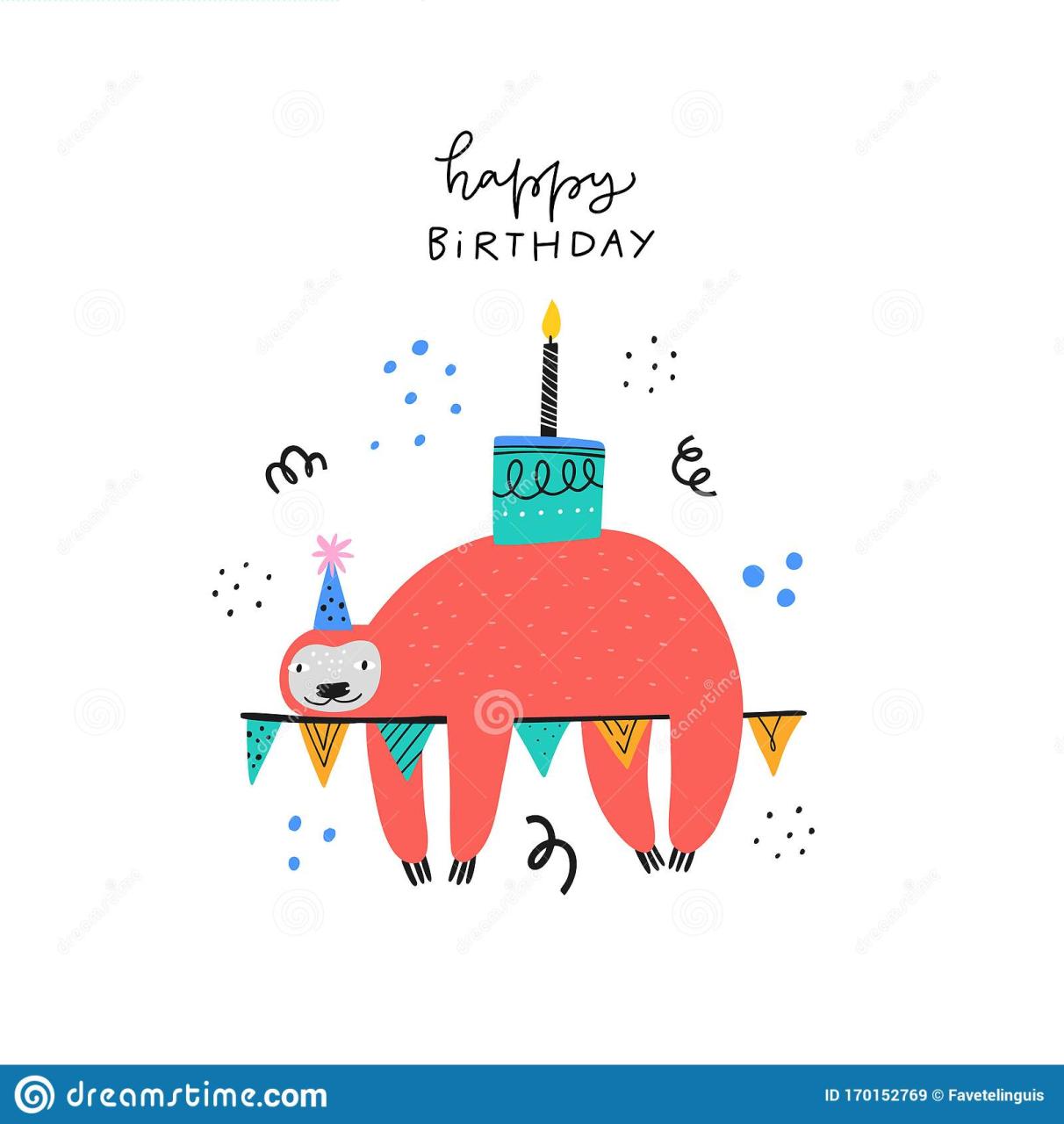 Happy Birthday Wishes Cute Greeting Card Template Stock Vector -  Illustration Of Cute, Event: 170152769