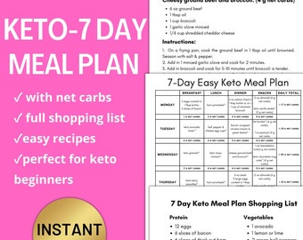 Super Easy 7 Day Keto Meal Plan Keto Diet Meal Plan Pdf - Etsy