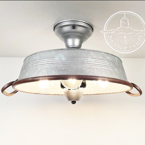 Galvanized Flat Tub Laundry Room Ceiling Light Fixture Metal - Etsy