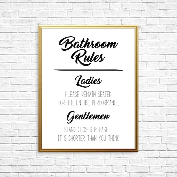 Bathroom Rules Printable Art Bathroom Art Bathroom Wall - Etsy