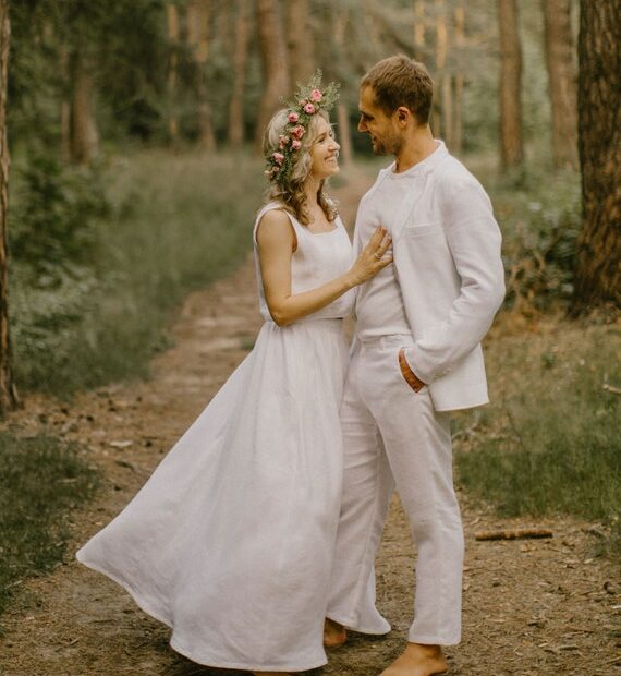 White Linen Wedding Suit For Men Boho Wedding Suit Rustic - Etsy