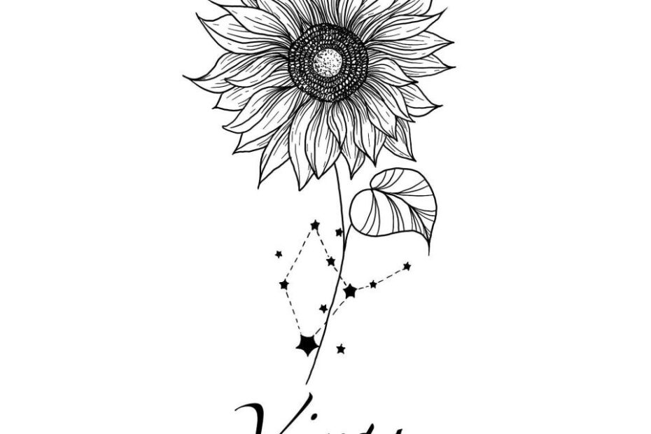 Virgo Constellation Tattoo Sunflower Flower Tattoo Design - Etsy