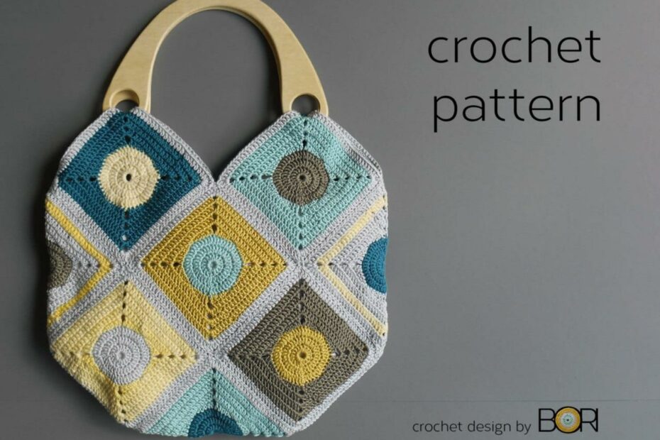 Crochet Bag Pattern With Wood Handle Handbag Diy Granny - Etsy Uk