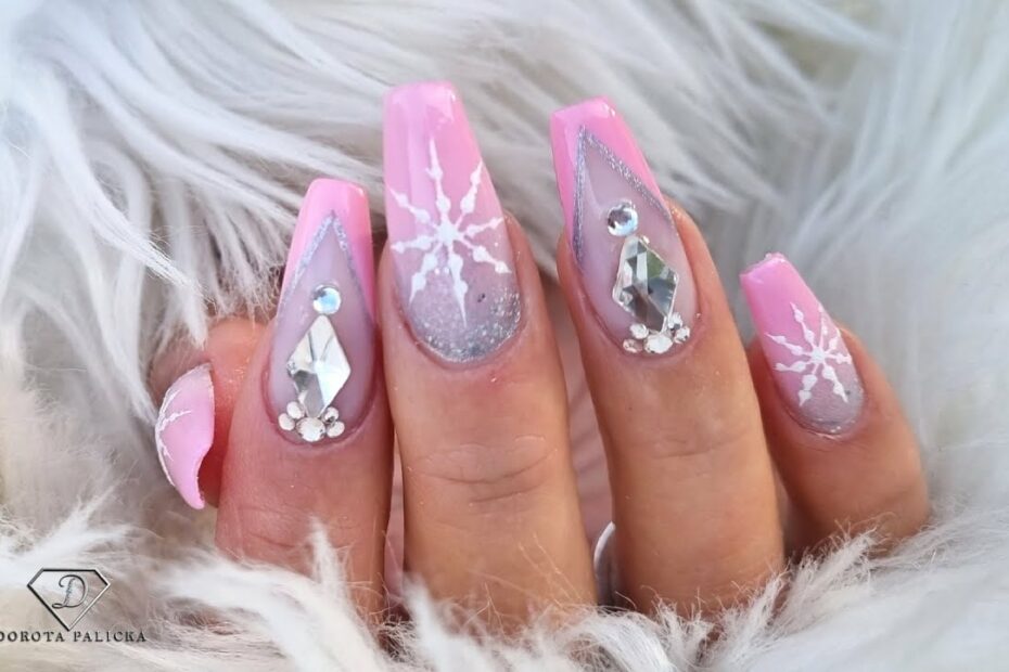 Pink Winter Nails With Crystals. Melodysusie E-File Review. Pink Ombre Nails.  - Youtube