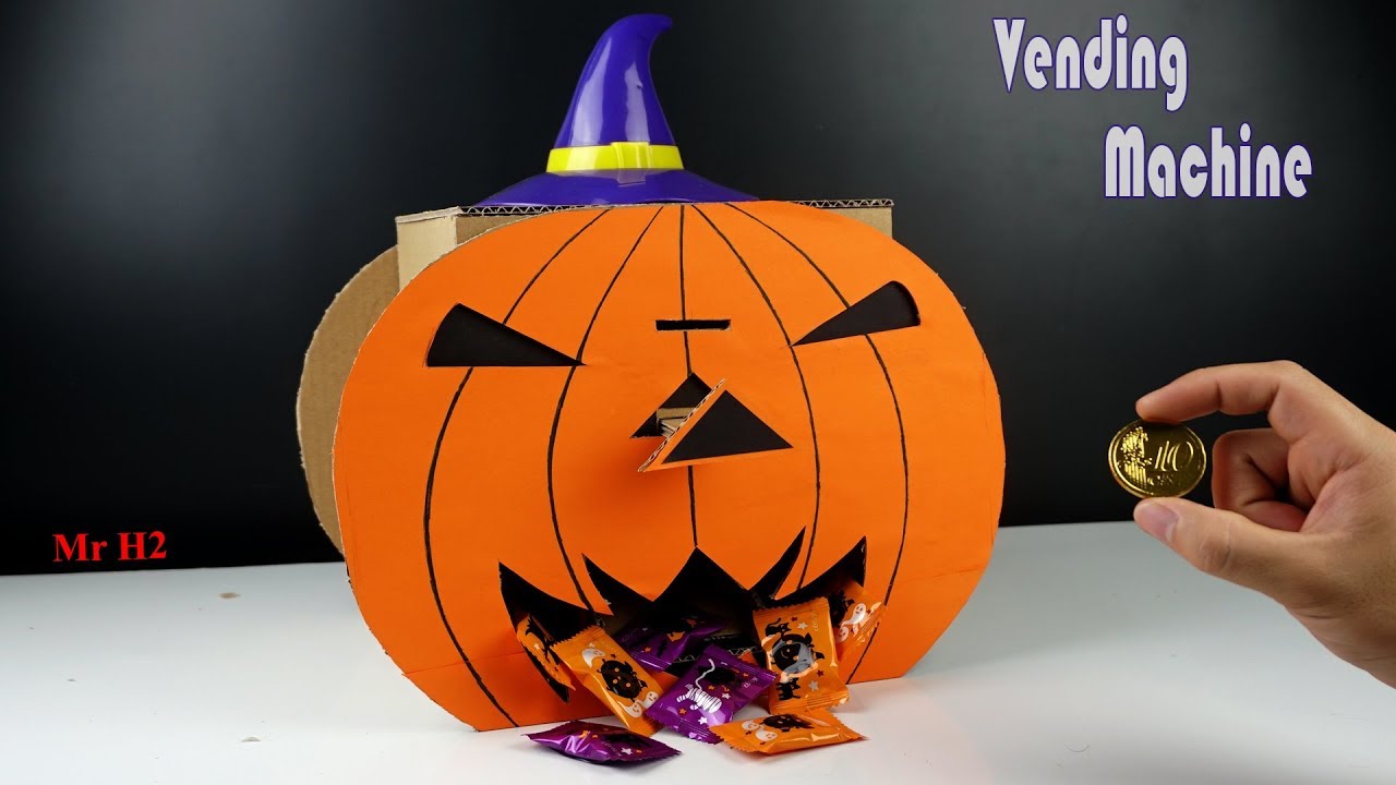 Cardboard Crafts - How To Make Halloween Candy Vending Machine At Home -  Youtube