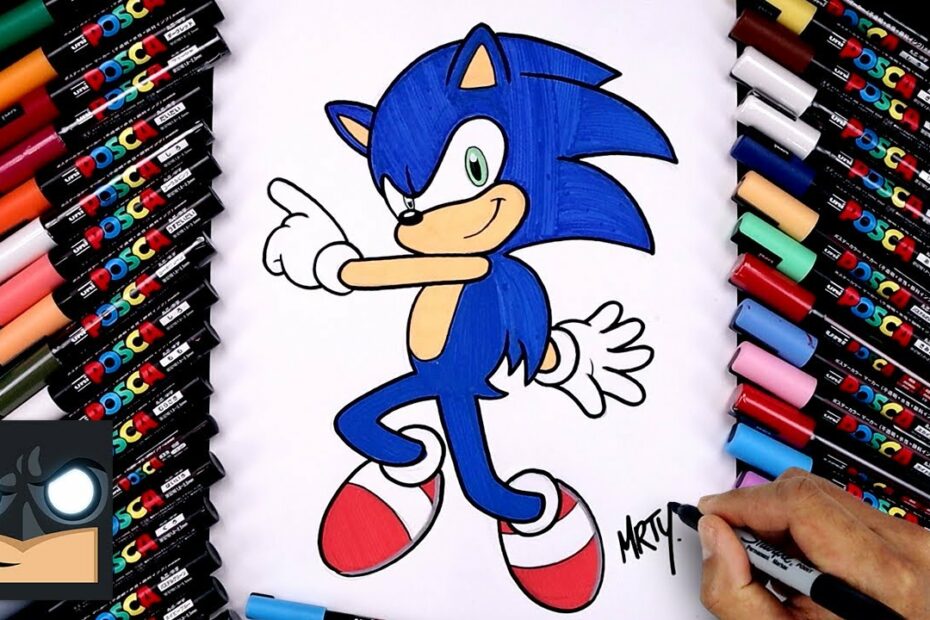 How To Draw Sonic The Hedgehog | Color With Posca Pens (Step By Step) -  Youtube