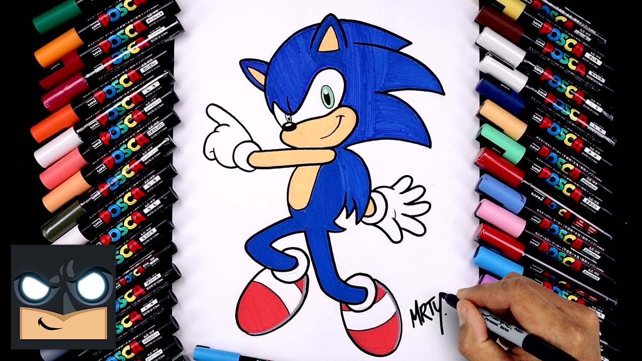 How To Draw Sonic The Hedgehog | Color With Posca Pens (Step By Step) -  Youtube