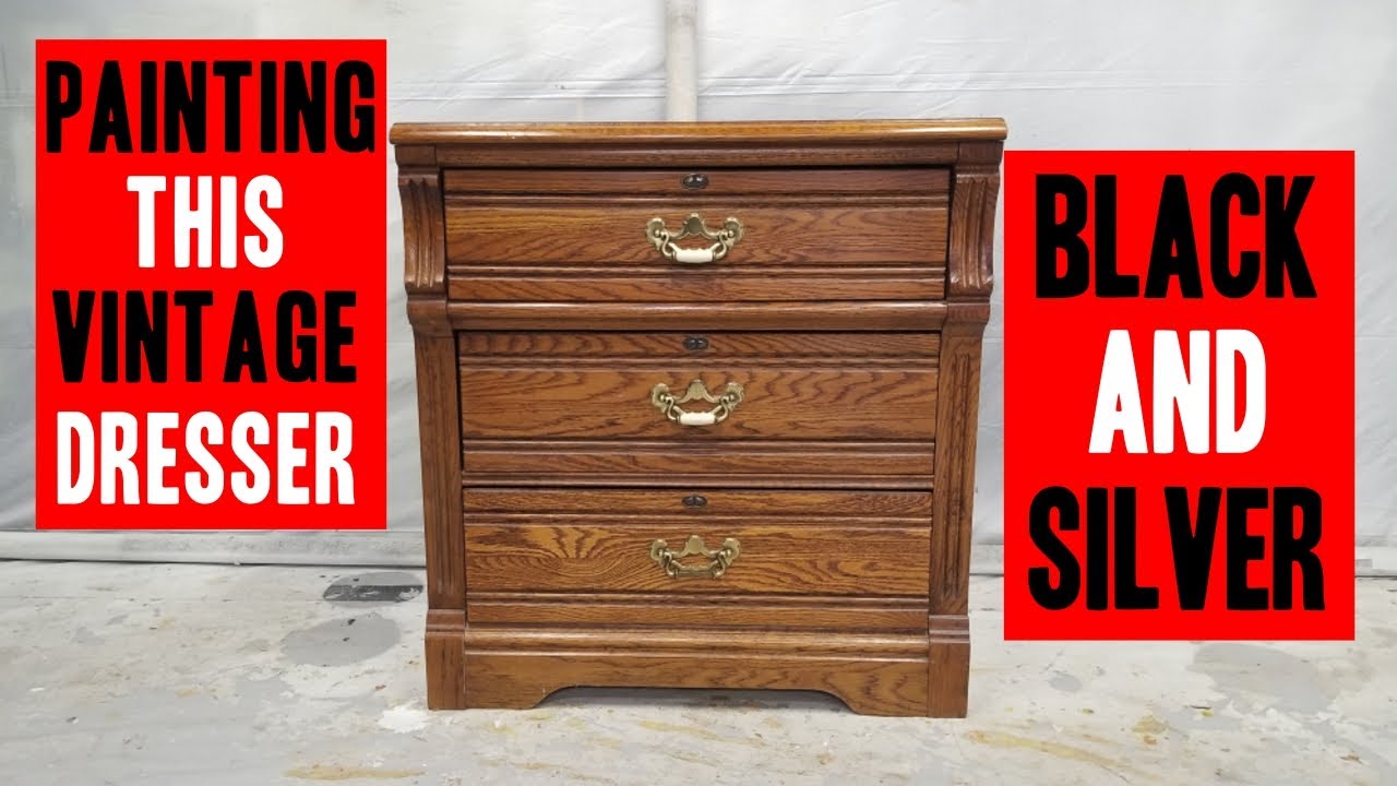 Metallic Silver And Black Painted Furniture Using A Wagner Sprayer And Dry  Brushing - Youtube