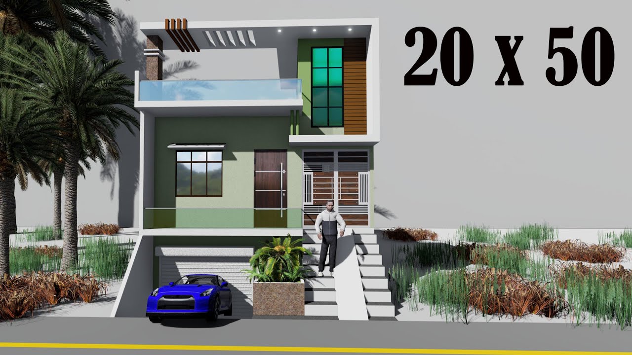 20X50 3D House Design ## 20 By 50 Basement Plan ## 20 By 50 Car Parking  House Design - Youtube