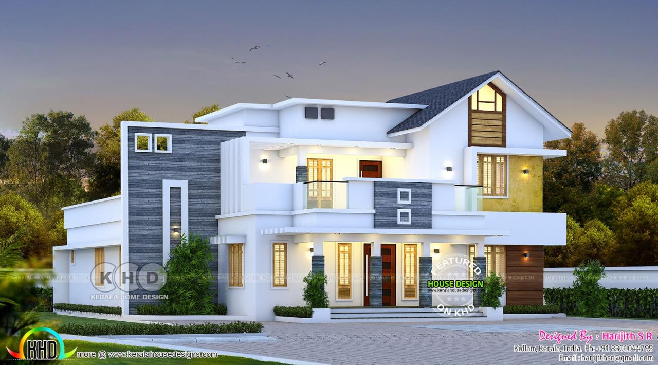Mixed Roof Contemporary House Design - Kerala Home Design And Floor Plans -  9K+ House Designs