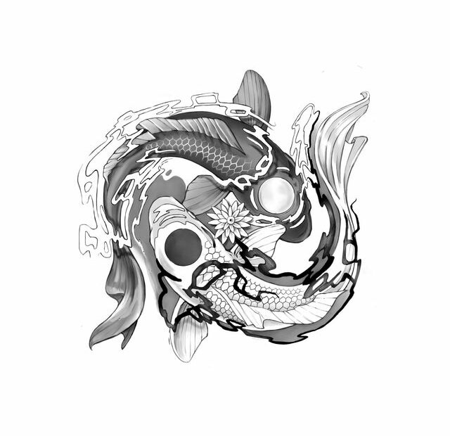 Chest Piece For Yin/Yang, Koi Fish, And Pisces. Next Session Coming Soon To  Finish. Thoughts? Feedback? : R/Tattoodesigns