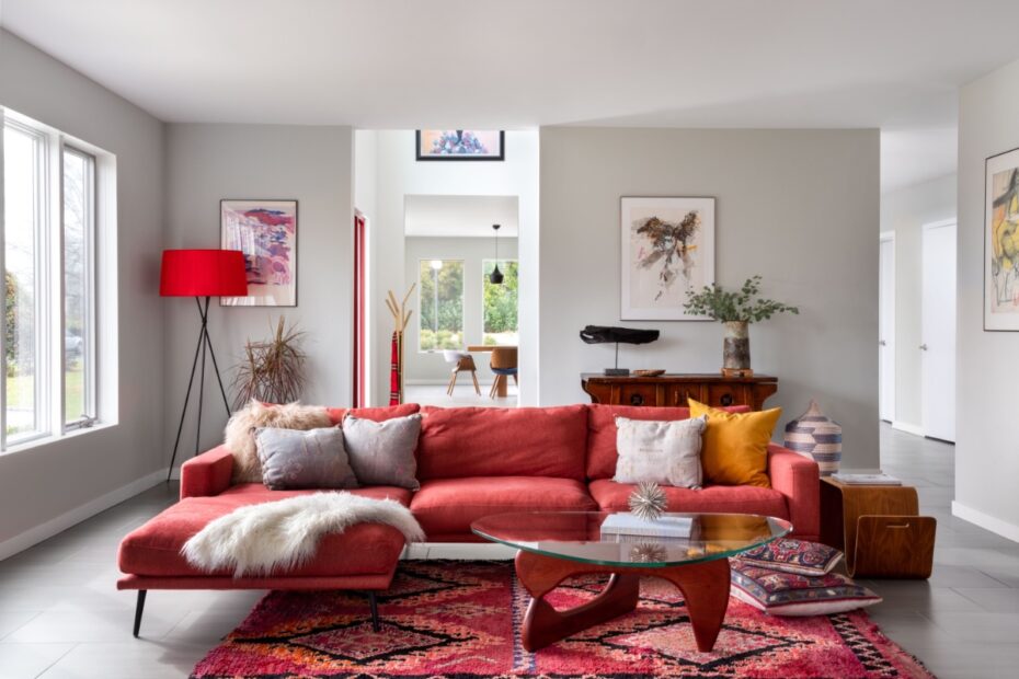 40 Red Couch Living Rooms With Tips And Ideas To Design Around The Color