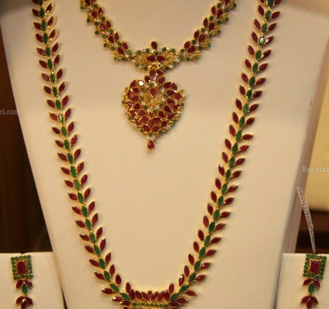 Ruby Emerald Necklace Set - Indian Jewellery Designs