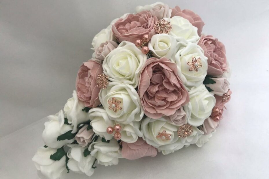 Wedding Bouquets Rose Gold Ivory Brides Flowers Posy Bridesmaid Flower Girl  Wand | Ebay