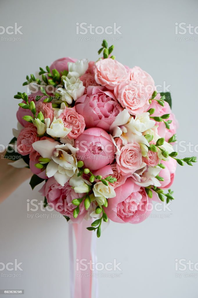 The Brides Bouquet Of Soft Pink Peonies And White Roses Wedding  Floristryclassic Form Stock Photo - Download Image Now - Istock