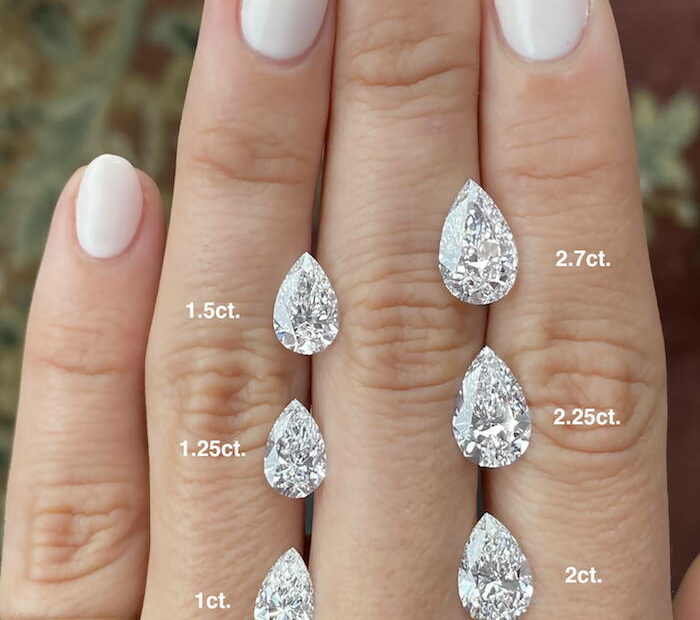 Pear Diamond Size Chart On Hand, Carats To Mm - Ken & Dana Design