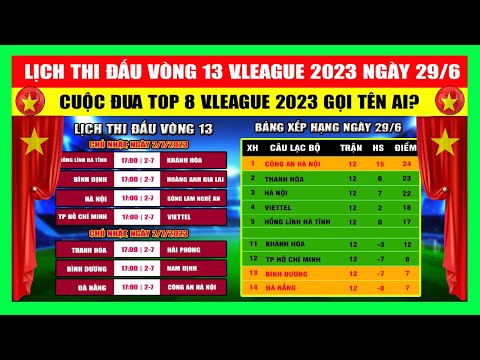 Lịch Thi Đấu Vòng 13 V.League 2023 Ngày 29/6 | Cuộc Đua Top 8 V.League 2023 Gọi Tên Ai?