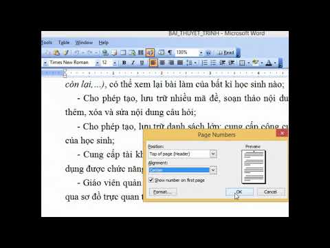 Cách đánh số trang văn bản trong word 2003