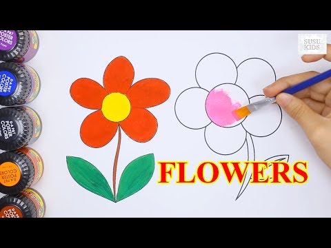 Vẽ và tô màu Bông Hoa | Bé học tô màu || Drawing and coloring Flowers | Painting for kids