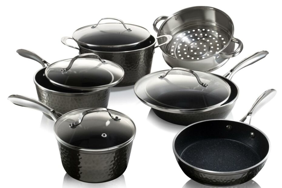 Granite Stone Hammered Titanium Non-Stick Diamond Infused 10 Piece Cookware  Set With Glass Lids, Oven Safe, Dishwasher Safe - Walmart.Com