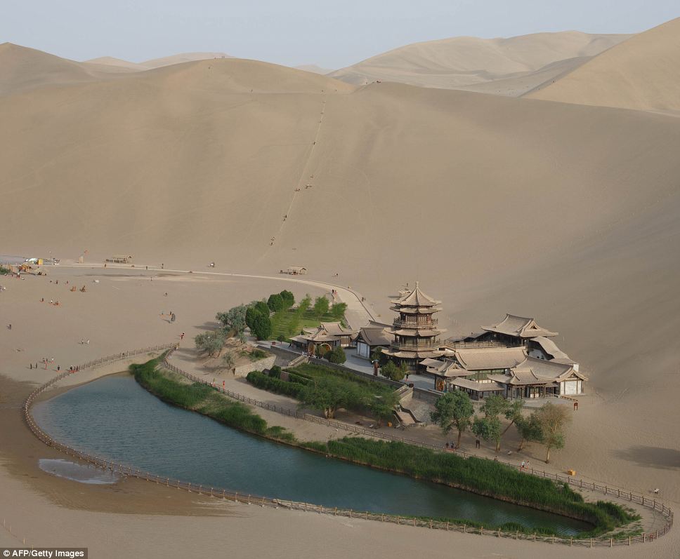 Crescent Lake: Tiny 2,000-Year-Old Oasis In China That Keeps City Alive Is  Saved From Being Swallowed By Desert | Daily Mail Online