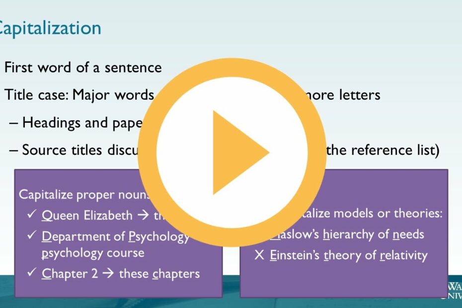 Apa Formatting & Style: Capitalization - Video Transcripts - Academic  Guides At Walden University