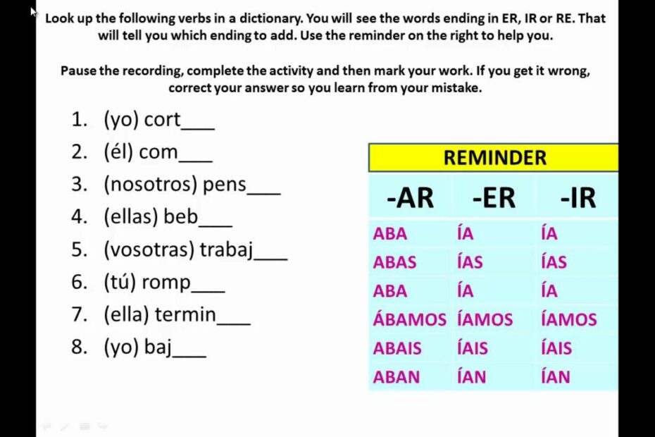 Spanish Regular And Irregular Verbs - Imperfect Tense (Professor Gold Star)  - Youtube