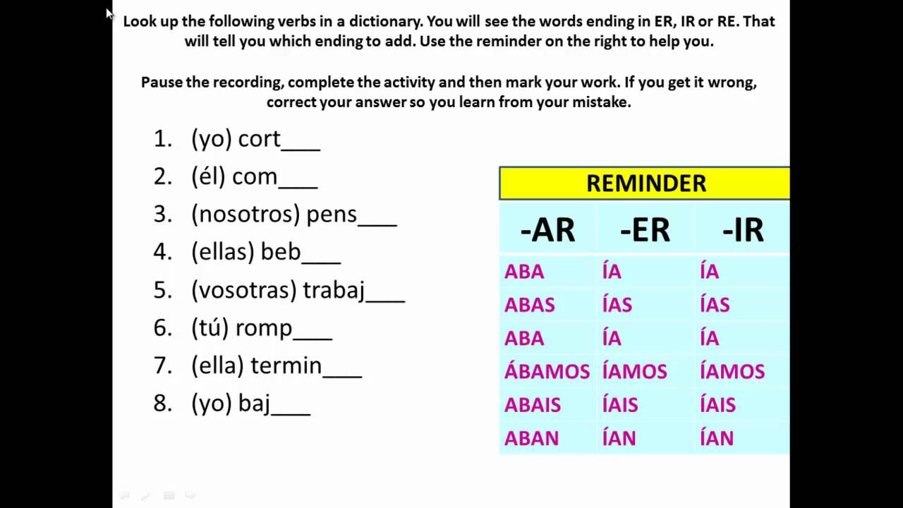 Spanish Regular And Irregular Verbs - Imperfect Tense (Professor Gold Star)  - Youtube