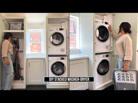 DIY STACKED WASHER-DRYER CABINETS | Utility Room Makeover | Shade Shannon